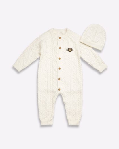 Classic Knitted Romper with Cap – Little Wink Cozy Collection