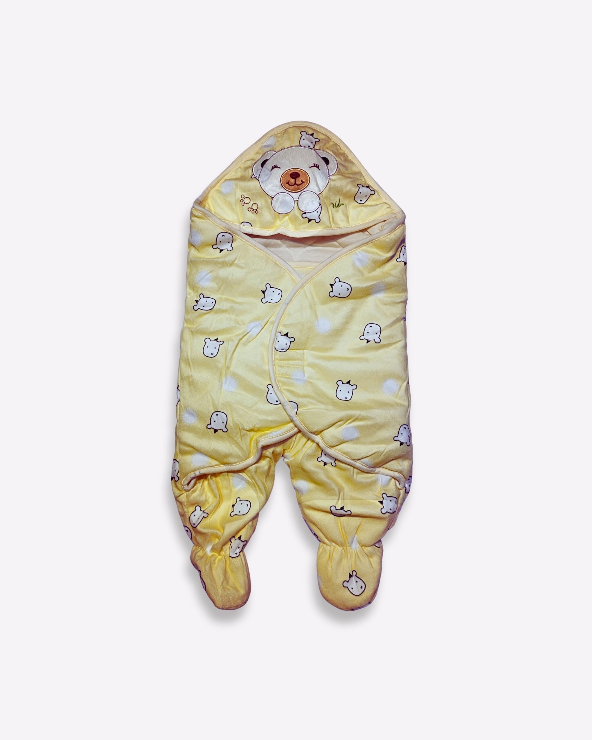 Yellow Bear Swaddle Little Sunshine Yellow Bear Print Hooded Baby Swaddle & Wrap